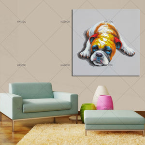 100% Hand Painted -Professional Artist high quality - Modern Picture animal Oil Painting On Canvas Funny dog Oil Picture For Wall Decor