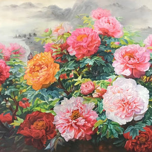 100% Hand Painted Realistic Peony Art Oil Painting On Canvas Wall Art Frameless Picture Decoration For Live Room Home Decor Gift
