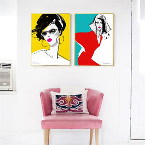 Modern Abstract Portrait Posters and Prints Wall Art Canvas Painting Fashion Girls Decorative Paintings for Living Room Decor - SallyHomey Life's Beautiful