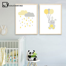 Load image into Gallery viewer, Bunny Elephant Balloon Wall Art Canvas Painting Cartoon Nursery Posters Prints Nordic Kids Decoration Picture Baby Bedroom Decor - SallyHomey Life&#39;s Beautiful