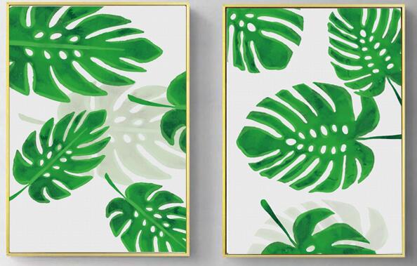 Modern Print Plant Leaf Art Posters And Prints Nordic Green Wall Art Canvas Painting Art Pictures for Living Room Wall No Frame - SallyHomey Life's Beautiful
