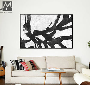 Handpainted black white paintings large canvas paintings for living room home decor unframed - SallyHomey Life's Beautiful