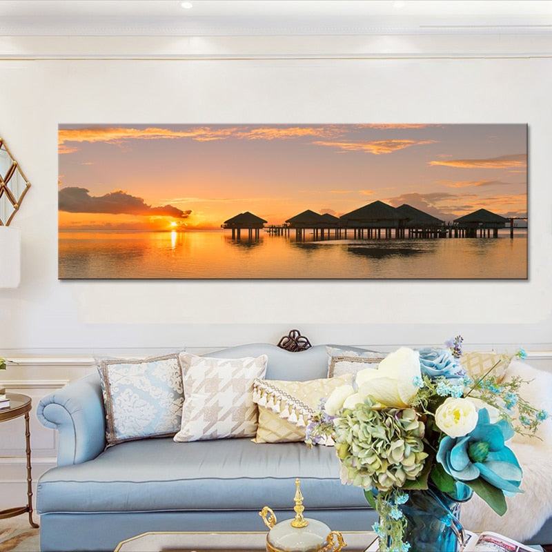 Modern Seascape and Pavilions Posters Wall Art Pictures - SallyHomey Life's Beautiful
