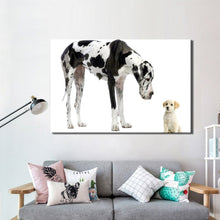 Load image into Gallery viewer, Modern Pet Dogs Posters and Prints Wall Art Canvas Painting The Great Dane and Cute Little Dog Pictures for Room Wall Decoration - SallyHomey Life&#39;s Beautiful