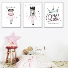 Load image into Gallery viewer, Watercolor Cartoon Girl Motivational Quotes Posters and Prints Wall Art Canvas Painting Nordic Style Picture for Living Room - SallyHomey Life&#39;s Beautiful