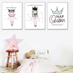 Watercolor Cartoon Girl Motivational Quotes Posters and Prints Wall Art Canvas Painting Nordic Style Picture for Living Room - SallyHomey Life's Beautiful