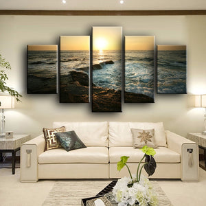 Modern Landscape Posters and Prints on Canvas Wall Art Decoration Canvas Painting Sunrise at Sea Pictures For Living Room Wall - SallyHomey Life's Beautiful