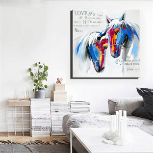 Abstract Canvas Painting Love Of Two Horses Digital Printed Poster Wall Picture for Living Room Wall Decoration Home Decor Gift - SallyHomey Life's Beautiful