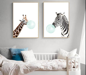 Baby Animal Zebra Girafe Canvas Poster Nursery Wall Art Print Painting Nordic Picture Children Bedroom Decoration - SallyHomey Life's Beautiful