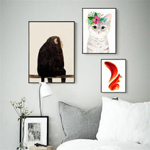 Load image into Gallery viewer, Modern Abstract Animal Posters and Prints Wall Art Canvas Printing Monkey, Cat and Squirrel Pictures For Kids Bedroom Home Decor - SallyHomey Life&#39;s Beautiful