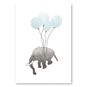 Nursery Quotes Wall Art Canvas Poster Minimalist Print Elephant Balloon Painting Decoration Picture Nordic Kid Bedroom Decor - SallyHomey Life's Beautiful