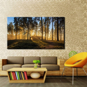 70x140cm - Modern  Wall Art  Forest Sunrise Landscape - SallyHomey Life's Beautiful