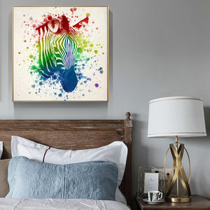 Modern Abstract Oil Painting on Canvas Art Posters and Prints Wall Art Decor Watercolor Zebra Head Pictures for Living Room Wall - SallyHomey Life's Beautiful