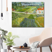 Load image into Gallery viewer, Landscape with Carriage and Train in the Background by Van Gogh, Poster Print on Canvas Wall Art Decorative Painting For Bedroom - SallyHomey Life&#39;s Beautiful