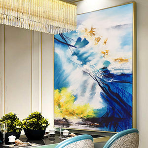 100% Hand Painted Abstract Modern Sea Art Oil Painting On Canvas Wall Art Wall Adornment Pictures Painting For Living Room Home