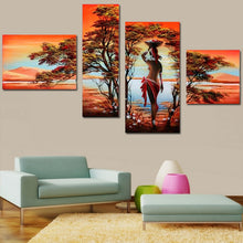 Load image into Gallery viewer, African Modern Abstract Oil Painting Nude Sexy Nude Women Tree On Canvas 4 Panel Art Set Home Wall Decorative For Living Room - SallyHomey Life&#39;s Beautiful