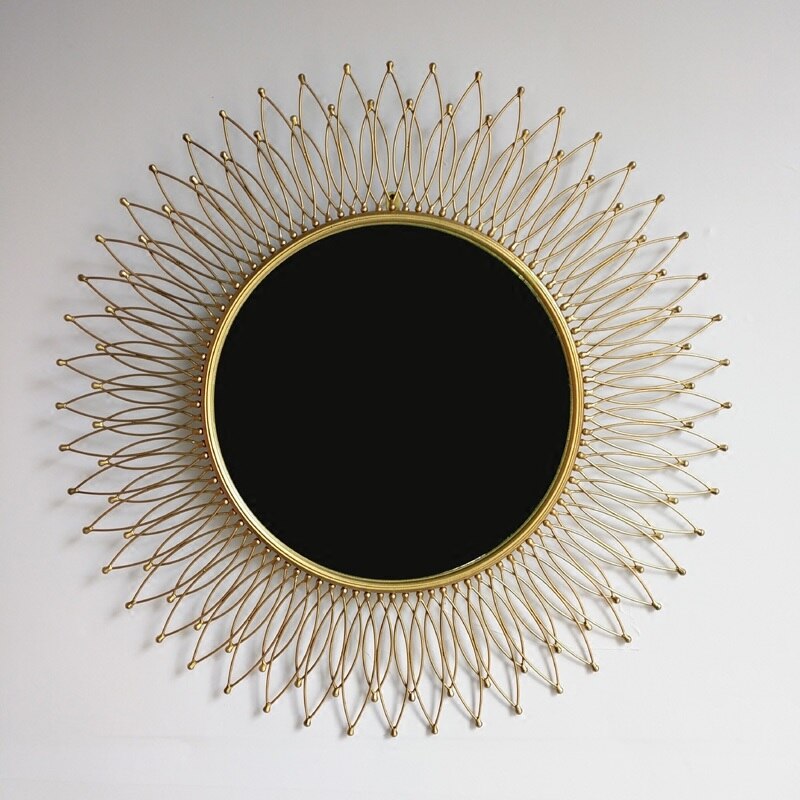 Metal Sunburst Mirror with Black Center / Options of 60cm,80cm,100cm - SallyHomey Life's Beautiful