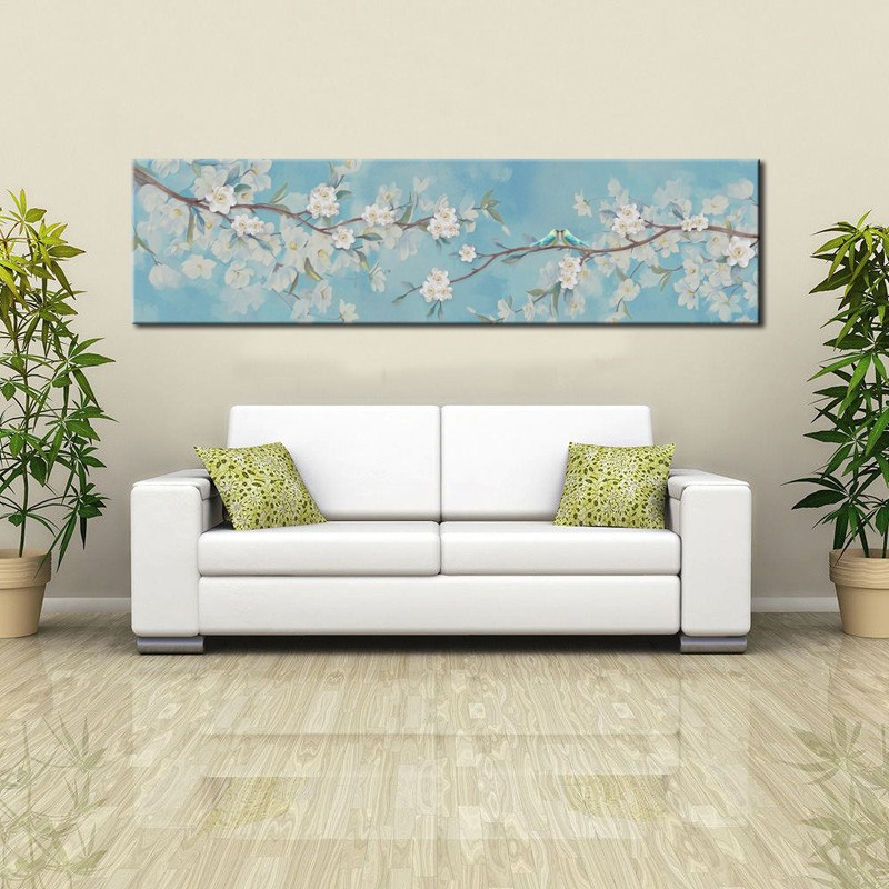Modern White Flowers and Love Birds Posters and Prints on Canvas - SallyHomey Life's Beautiful