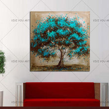 Load image into Gallery viewer, Hand Painted Modern Blue Tree Decoration Oil Painting On Canvas Handmade Landscape Wall Art Home Decor Painting Hang Pictures