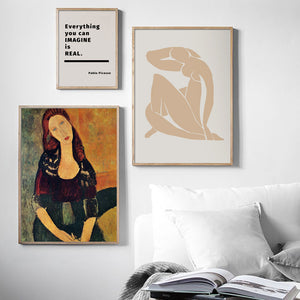 Girl Abstract Painting Geometric Poster Vintage Wall Art Canvas Painting Nordic Posters And Prints Wall Pictures For Living Room - SallyHomey Life's Beautiful