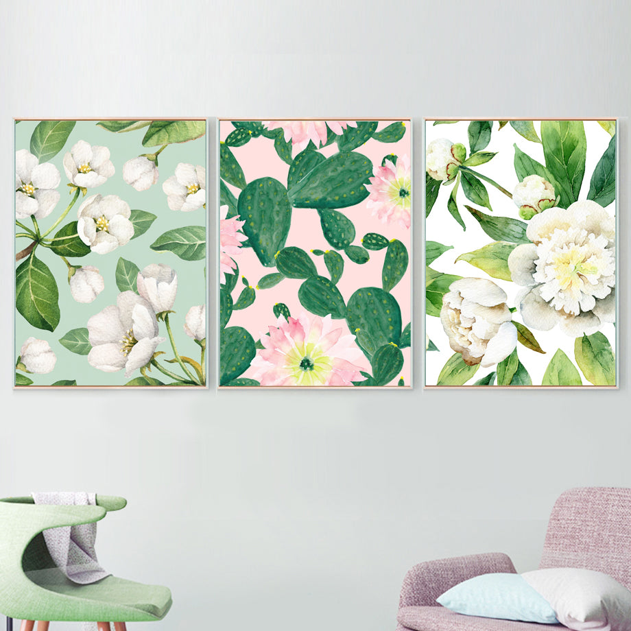 Jasmine Cactus Monstera Peony Flamingo Wall Art Canvas Painting Nordic Posters And Prints Wall Pictures For Living Room Decor - SallyHomey Life's Beautiful