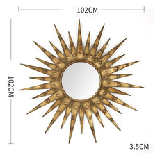 Load image into Gallery viewer, American Wrought Iron 3D Sun Mirror Wall Hanging Decorative Wall Crafts Decoration Home Livingroom Background Mural R2124 (Multi-Colored) - SallyHomey Life&#39;s Beautiful