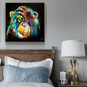 Posters and Prints Wall Art Canvas Painting Abstract Watercolor Baboon Decorative Pictures for Living Room Cuadros Salon Decor - SallyHomey Life's Beautiful