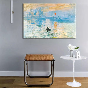 Famous Abstract Canvas Painting Claude Monet Impression Sunrise Digital Print Poster Wall Art Picture for Living Room Home Decor - SallyHomey Life's Beautiful