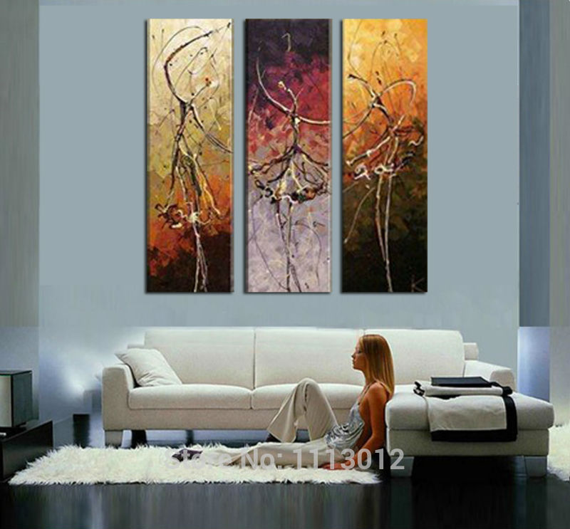 Modern Knife Ballet Angel Dancer Oil Painting Wall Pictures For Living Room Home Decoration Abstract Art 3 Panel Set On Canvas - SallyHomey Life's Beautiful