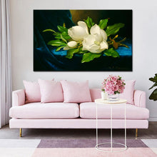 Load image into Gallery viewer, Martin Johnson Heade Giant Magnolias on a Blue Velvet Cloth Posters Print on Canvas Wall Art Decorative Pictures for Living Room - SallyHomey Life&#39;s Beautiful