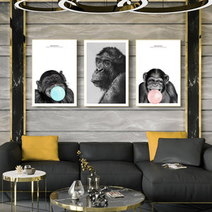 Modern Animals Wall Posters and Prints Wall Art Canvas Painting Cute Gorillas Decorative Paintings For Living Room Home Decor - SallyHomey Life's Beautiful