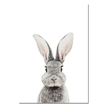 Load image into Gallery viewer, Baby Woodland Animal Rabbit Tail Canvas Funny Poster Wall Art Nursery Print Painting Nordic Kids Decoration Pictures Room Decor - SallyHomey Life&#39;s Beautiful
