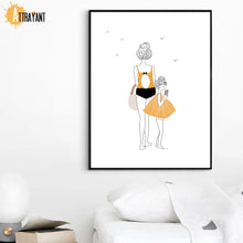 Load image into Gallery viewer, Cartoon Girl Boy Woman Kite Minimalism Wall Art Canvas Painting Nordic Posters And Prints Wall Pictures Kids Room Nursery Decor - SallyHomey Life&#39;s Beautiful