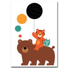 Load image into Gallery viewer, Nordic Art Cartoon Bear Elephant Tiger Minimalism Poster Canvas Painting Kawaii Cartoon Wall Picture Print Baby Room Decoration - SallyHomey Life&#39;s Beautiful