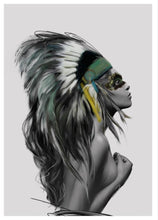 Load image into Gallery viewer, Modern Portrait Poster And Print Wall Art Canvas Painting Noble Indian Feather Art Wall Pictures For Living Room Home Decoration - SallyHomey Life&#39;s Beautiful