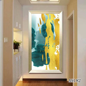 100% Hand Painted Abstract Green Golden Oil Painting On Canvas Wall Art Wall Adornment Picture Painting For Live Room Home Decor