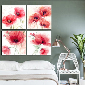Modern Abstarct Oil Painting On Canvas Wall Art Posters Digital Printed Watercolor Poppy Pictures for Living Room Home Decor - SallyHomey Life's Beautiful