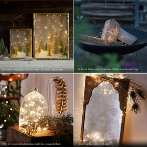 Solar Powered Copper Wire LED String Lights 200 LED Starry Rope Lights Home Party Christmas Indoor Outdoor Lighting Decoration (Warm White 2 Pieces 0-5W) - SallyHomey Life's Beautiful