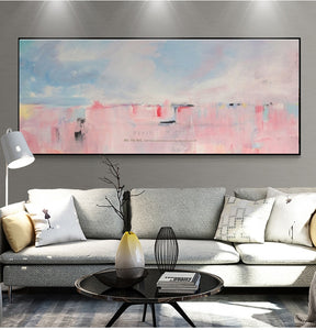 Large abstract painting canvas art decorative painting hand painted canvas oil painting Pink wall pictures for living room - SallyHomey Life's Beautiful