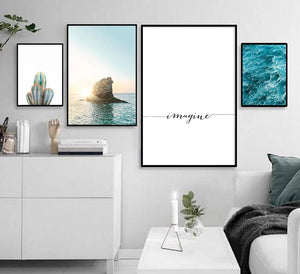 Sea Sunset Motivational Poster Quote Print Nodic Style Wall Art Canvas Painting Cactus Picture Room Decoration Modern Home Decor - SallyHomey Life's Beautiful