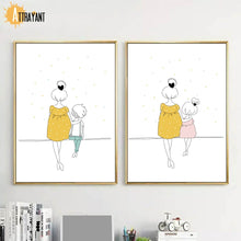 Load image into Gallery viewer, Cartoon Woman Girl Boy Minimalism Nursery Wall Art Canvas Painting Nordic Posters And Prints Wall Pictures Baby Kids Room Decor - SallyHomey Life&#39;s Beautiful