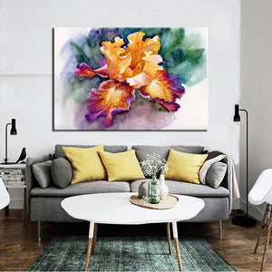 Posters and Print Wall Art Canvas Painting Wall Decoration Colorful Abstract Garden Iris Pictures for Living Room Wall Frameless - SallyHomey Life's Beautiful
