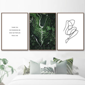 Green Terraced Field Bamboo Abstract Girl Wall Art Canvas Painting Nordic Posters And Prints Wall Pictures For Living Room Decor - SallyHomey Life's Beautiful