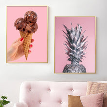 Load image into Gallery viewer, Pineapple Fashion Girl Ice Cream Quotes Wall Art Canvas Painting Nordic Posters And Prints Wall Pictures For Living Room Decor - SallyHomey Life&#39;s Beautiful