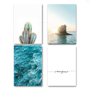 Sea Sunset Motivational Poster Quote Print Nodic Style Wall Art Canvas Painting Cactus Picture Room Decoration Modern Home Decor - SallyHomey Life's Beautiful