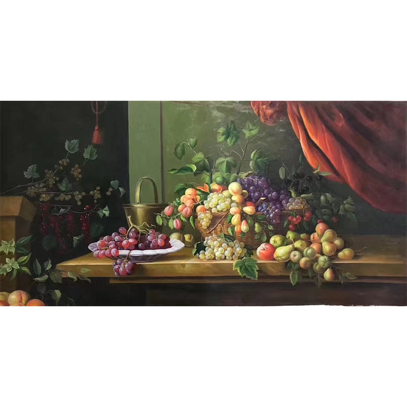 100% Hand Painted Classical Fruit Art Oil Painting On Canvas Wall Art Frameless Picture Decoration For Live Room Home Decor Gift