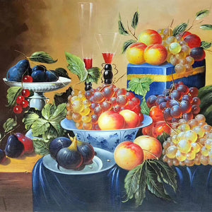 100% Hand Painted Classical Table Fruit Oil Painting On Canvas Wall Art Frameless Picture Decoration For Live Room Home Decor
