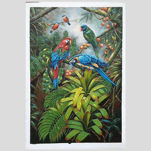 100% Hand Painted Colored Parrot High-quality Art Oil Painting On Canvas Wall Art Wall Adornment Picture Painting For Home Decor