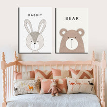 Load image into Gallery viewer, Cute Animal Cartoon Canvas Painting Art Print Poster Picture Wall Painting Children Baby Bedroom Wall Decoration Home Dceor Gift - SallyHomey Life&#39;s Beautiful