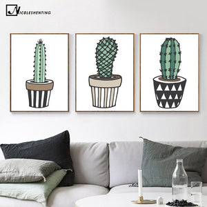 Nordic Art Plant Cactus Canvas Poster Painting Modern Nursery A4 Wall Picture Children Kids Room Decoration Home Decoration - SallyHomey Life's Beautiful